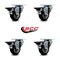 Service Caster 3'' Black Poly Wheel Swivel Top Plate Caster Set Posi Brake, 4PK SCC-20S314-PPUB-BLK-PLB-4 - alternate 3